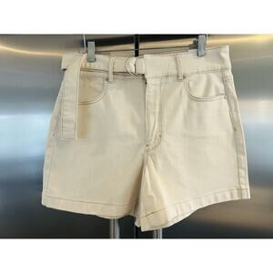 White House Black Market Extra High Rise 5" Natural Denim Shorts w/ Belt 12 NWT